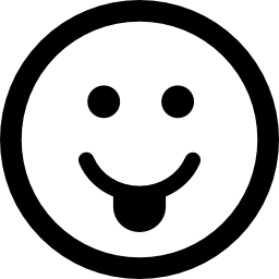 smiley met tong in een vierkante vorm icoon