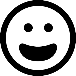 Счастливый улыбающийся смайлик с открытым ртом иконка