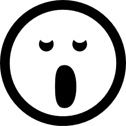 Yawning emoticon face in rounded square with open oval mouth and closed small eyes icon