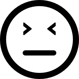 닫힌 눈과 곧은 입 라인이있는 이모티콘 사각형 얼굴 icon