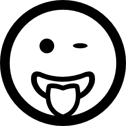 knipogend emoticon lachend gezicht met tong uit de mond in vierkante afgeronde omtrekvorm icoon