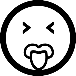 kwadratowa twarz emotikonów z zamkniętymi oczami i wyciągniętym językiem ikona