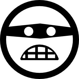 Смайлик округлые квадратное лицо преступника с закрытыми глазами с маской иконка