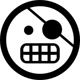 Pirate emoticon face with one covered eye in square outline icon