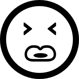 kwadratowa twarz emotikon z zamkniętymi oczami i dużymi ustami ikona