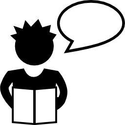 Boy reading for the class icon