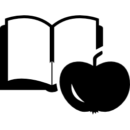 libro educativo y manzana para el profesor. icono