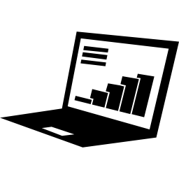 laptop educacional com gráfico de barras na tela Ícone