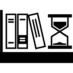 livres et horloge de sable Icône