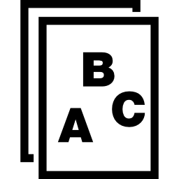 紙のインターフェイス記号上の abc 文字 icon
