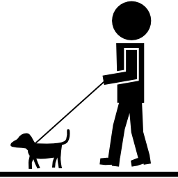 homme marchant avec chien et un cordon Icône