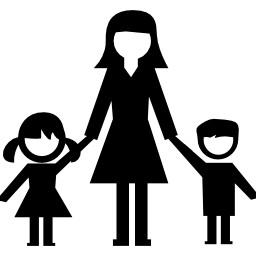 mujer, con, niños icono