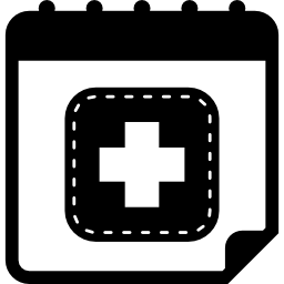 simbolo dell'interfaccia della pagina giornaliera del calendario di promemoria della data medica con croce di pronto soccorso icona
