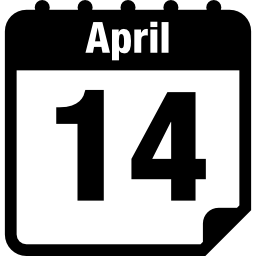 14 avril jour de la page de calendrier Icône