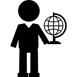 Geography teacher with planet globe icon