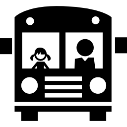 schoolbus voorzijde met passagiers icoon