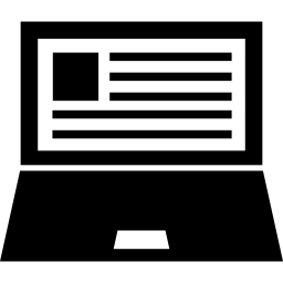 laptop con texto en pantalla icono
