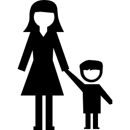 Teacher woman with little boy icon