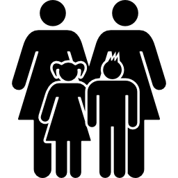 vertraute gruppe mit zwei müttern und kindern icon
