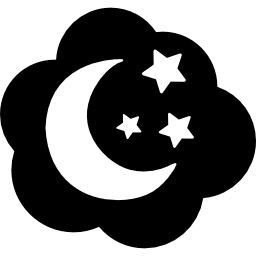 Moon and stars in a cloud icon