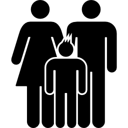 gruppo familiare di tre persone madre padre e figlio icona