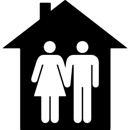 Man and woman couple in home icon