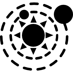 Solar system of circular shape with sun and some planets on orbits icon