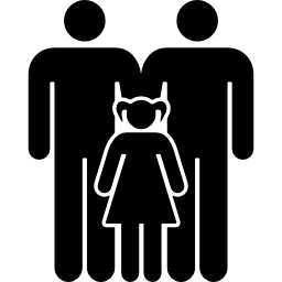 Familiar group of three persons two males with a daughter icon