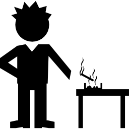 jonge leraar roken op het bureaublad van de klas icoon