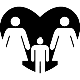 pareja de lesbianas con hijo en un corazón icono