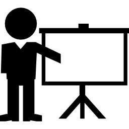 Instructor lecture with sceen projection tool icon