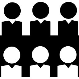Group of teacher in front of students group icon