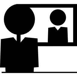 persoon op whiteboard icoon