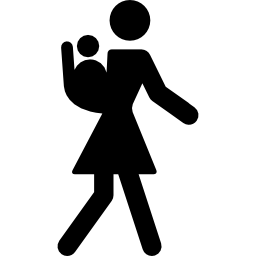 그녀의 뒤에 아기와 함께 산책하는 어머니 icon