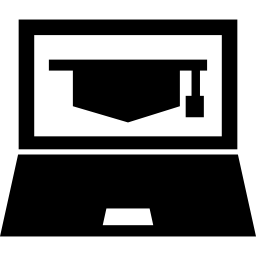 computer con tappo laureato sullo schermo icona