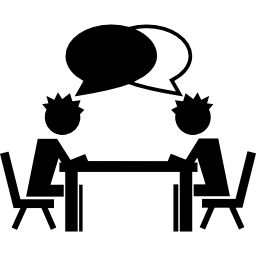 Students talking on a table icon