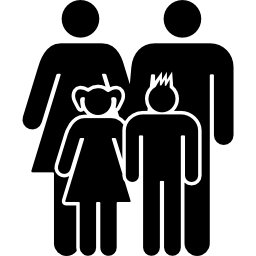grupo familiar de madre, padre, hijo e hija. icono