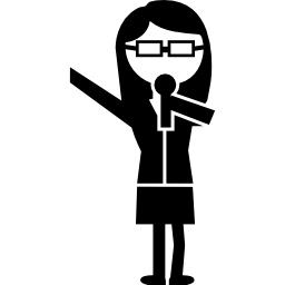 Woman with microphone icon