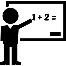 Maths teacher class teaching on whiteboard icon