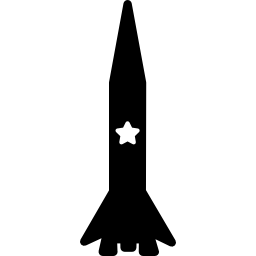 Тонкий вертикальный ракетный корабль со звездой иконка