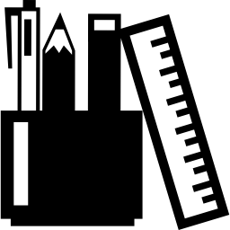 Pens pencil and ruler icon