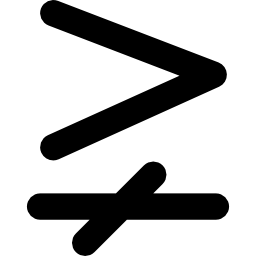 「より大きい」および「等しくない 1 行」の数学記号 icon