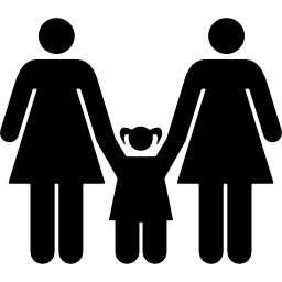 grupo familiar de três pessoas, duas mulheres adultas e uma filha Ícone