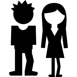 Students couple full body view icon