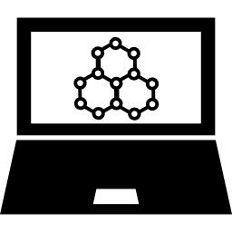Science symbols on computer screen icon