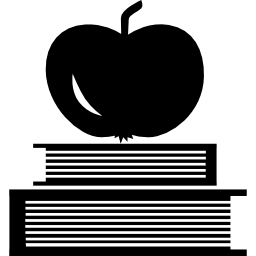 libros y manzana encima icono