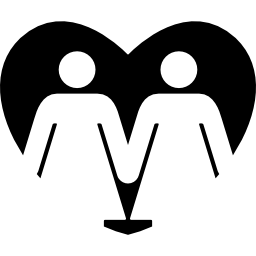grupo familiar de pareja de dos mujeres en un corazón icono