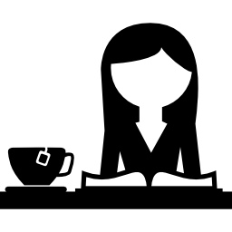 Teacher reading a book and drinking tea icon