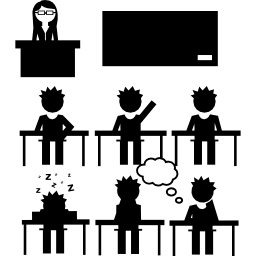 Students and teacher in class icon
