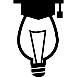 lâmpada e boné da ideia de graduação Ícone
